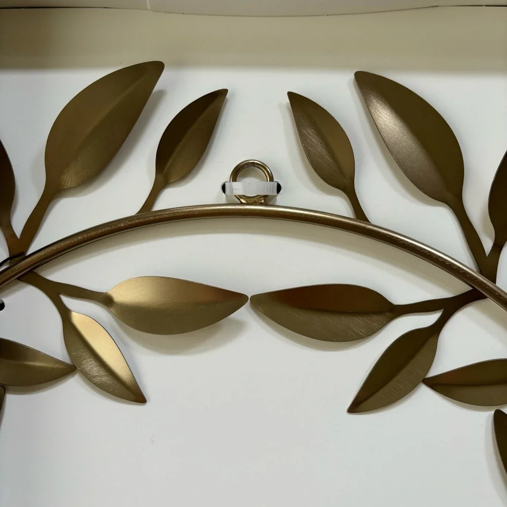 Hearth & Hand with Magnolia Decorative Brass Leaf Christmas Wreath Velvet Bow